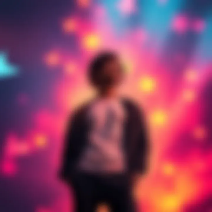 A confident individual standing tall, embracing their own strength and self-validation, with a vibrant background symbolizing empowerment.