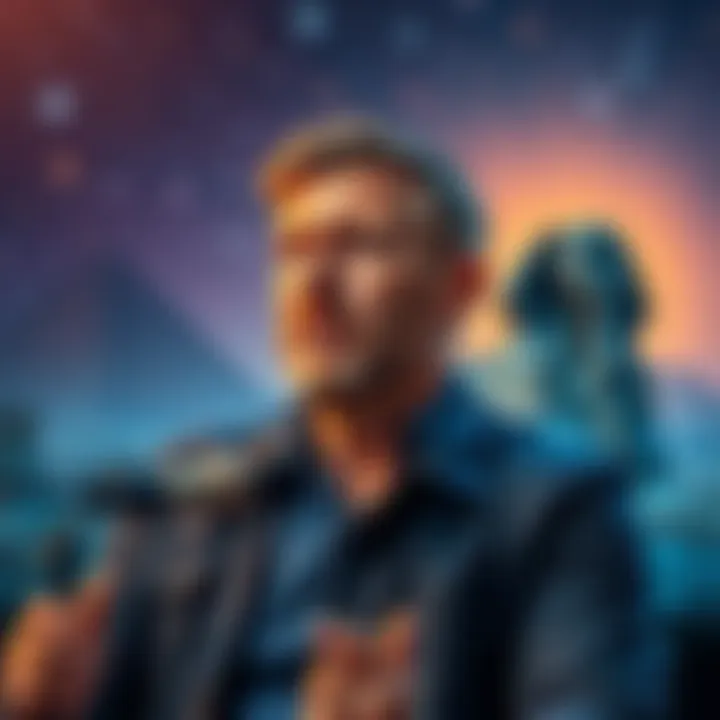 Chris Bledsoe on podcast Chris Bledsoe speaking about predictions on a podcast, with a celestial backdrop featuring stars and the Sphinx.