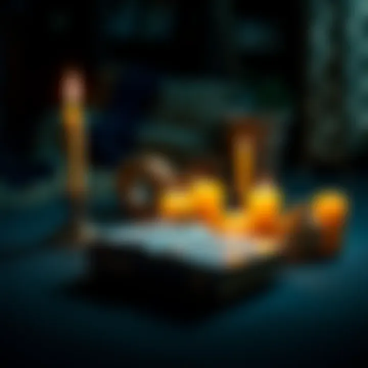 A serene setting with candles and a Bible, symbolizing Christian mysticism and spirituality.