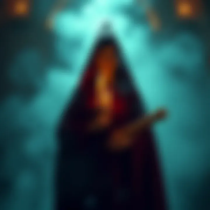 Christian Witch with Candles A woman dressed in a flowing robe holding candles, symbolizing her blend of Christianity and witchcraft, surrounded by an inviting atmosphere of unity and acceptance.