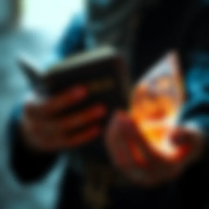 A person holding a Bible in one hand and a crystal in the other, symbolizing the clash between Christianity and witchcraft practices.