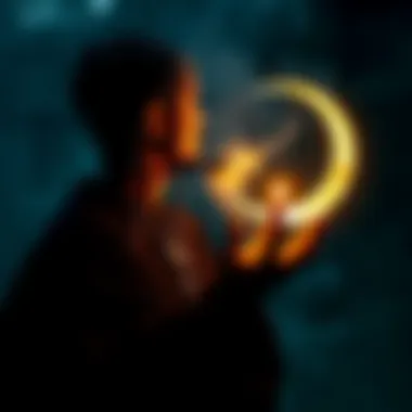 Christopagan Spiritual Practices A person blending pagan rituals with Christian elements, featuring symbols like a cross and a crescent moon, representing unification of beliefs.