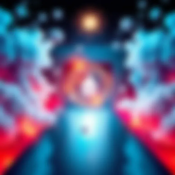 An abstract representation of the CIA Gateway Process, featuring a gateway symbol surrounded by thought bubbles and dream-like elements, illustrating the concept of reality shifting.