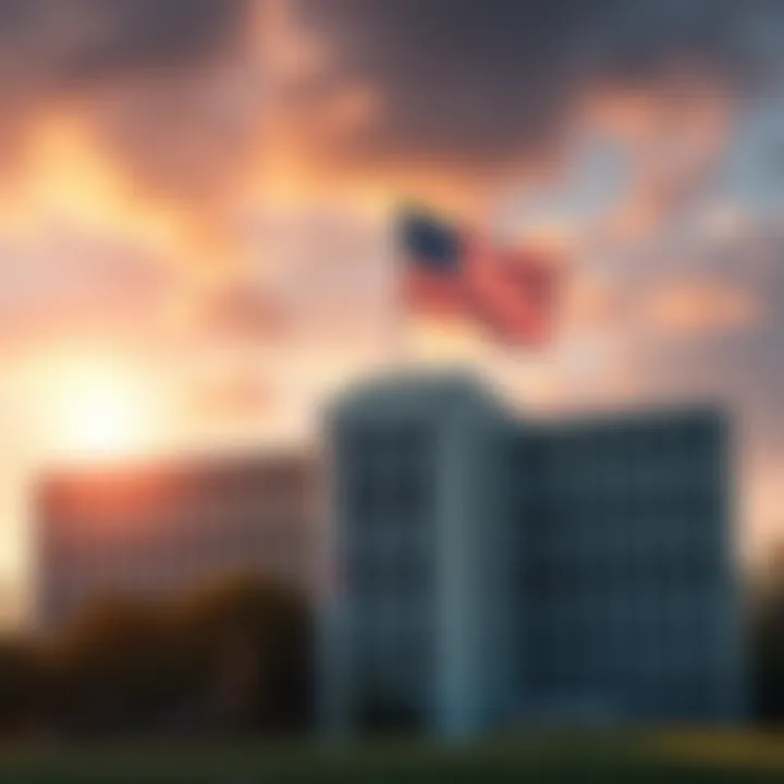 Image of the CIA headquarters in Langley, Virginia, with an American flag flying in front of it, symbolizing national intelligence and security issues.
