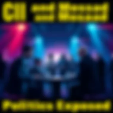 CIA and Mossad Collaboration Illustration showing a shadowy meeting between CIA and Mossad agents discussing U.S. politics and strategy