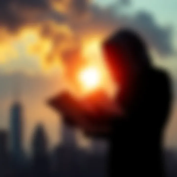 A symbolic image representing connections between 9/11 hijackers and CIA recruitment, featuring a shadowy figure with documents and a city skyline.