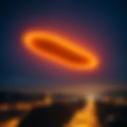 Cigar-shaped glowing object over St. Gallen A bright, cigar-shaped object flying in the night sky above St. Gallen, Switzerland, with a glow around it.