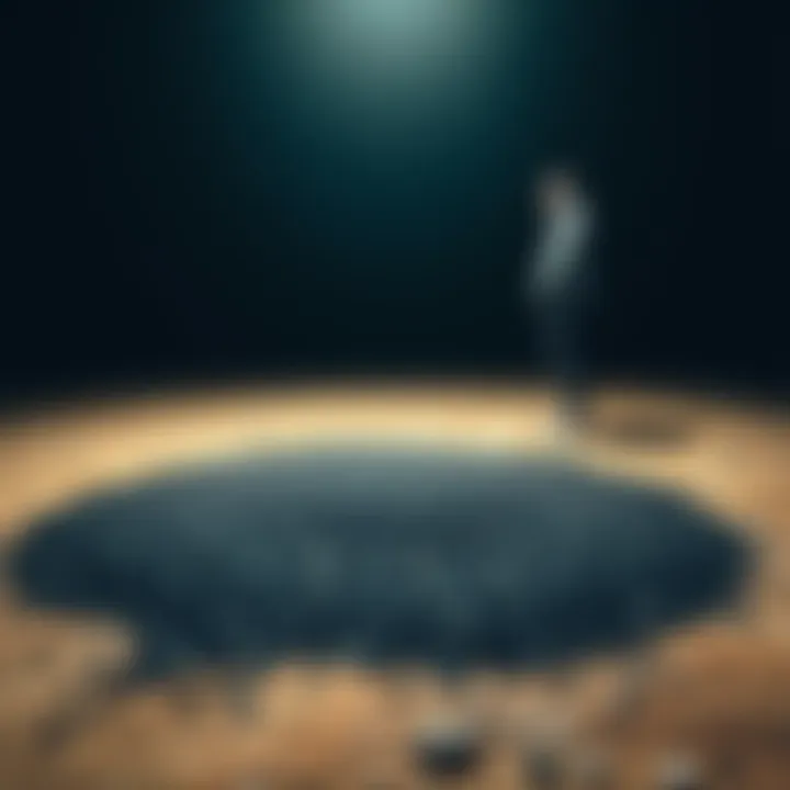 A circle of black salt is spread on the ground, with a person standing nearby, contemplating the direction to take for protection rituals.