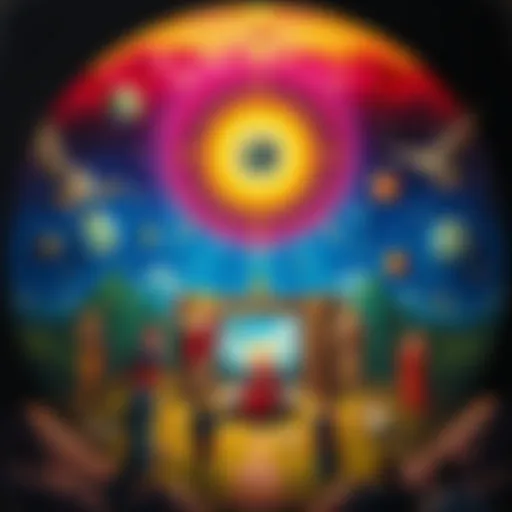 Illustration of the Circular UAP alongside the 1445 painting of The Creation of the World showing vibrant colors and key figures from the artwork.