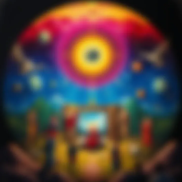 Illustration of the Circular UAP alongside the 1445 painting of The Creation of the World showing vibrant colors and key figures from the artwork.