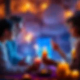 A group of people participating in clairsentience practice readings, with one person giving a reading to another, surrounded by candles and crystals.