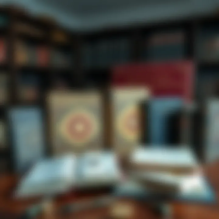 A collection of Classical Rosicrucian books displayed on a wooden table, showcasing their varied covers and titles.