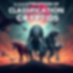 An illustration showing different groups of cryptids, highlighting their features and comparing them to mythical creatures.