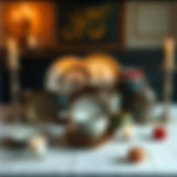 Cleansed Altar Items A table displaying cleansed altar items ready for repurposing, including various decorative plates and candles, symbolizing a transition from Ra to another deity.