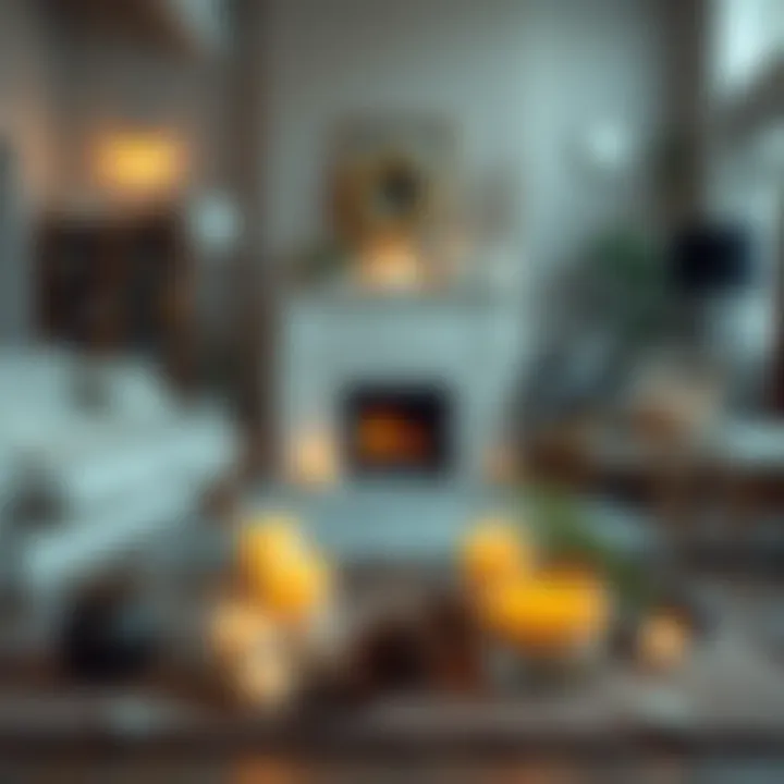 Cleansing Ritual at Home A peaceful setting with candles and herbs placed around a cozy living room during a house cleansing ritual