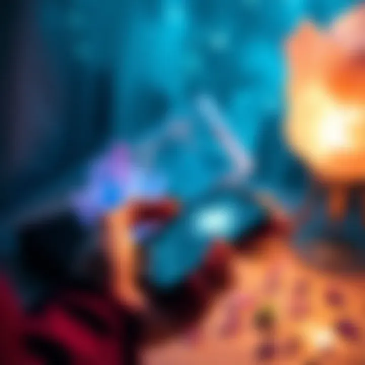 Person holding a phone near crystals and natural elements for energy cleansing
