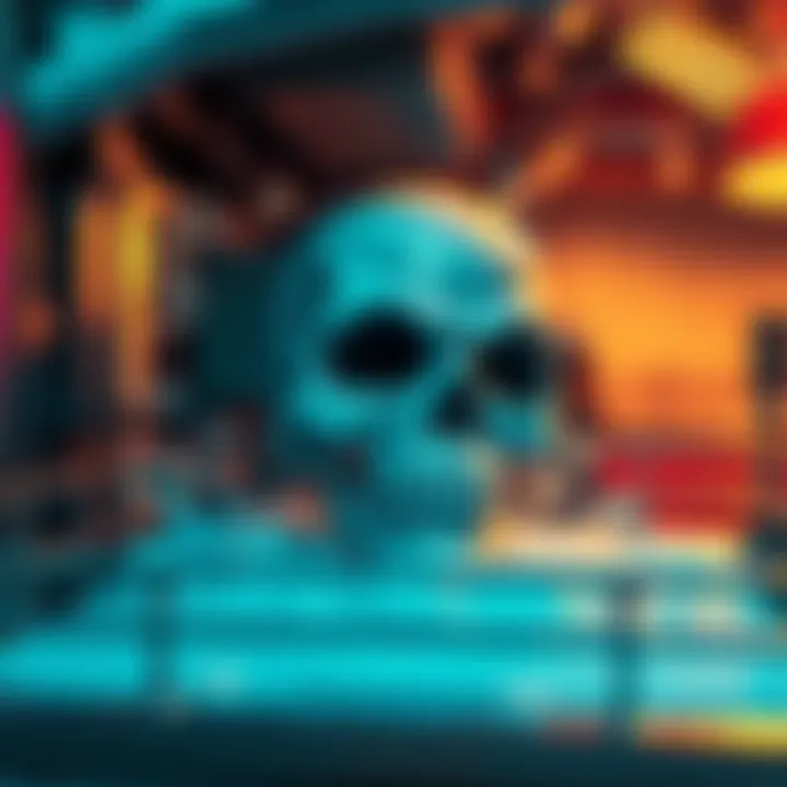 Cleansing Enemy Skull in Dishwasher A cartoon skull placed inside a dishwasher with bubbles around it, suggesting cleaning action.