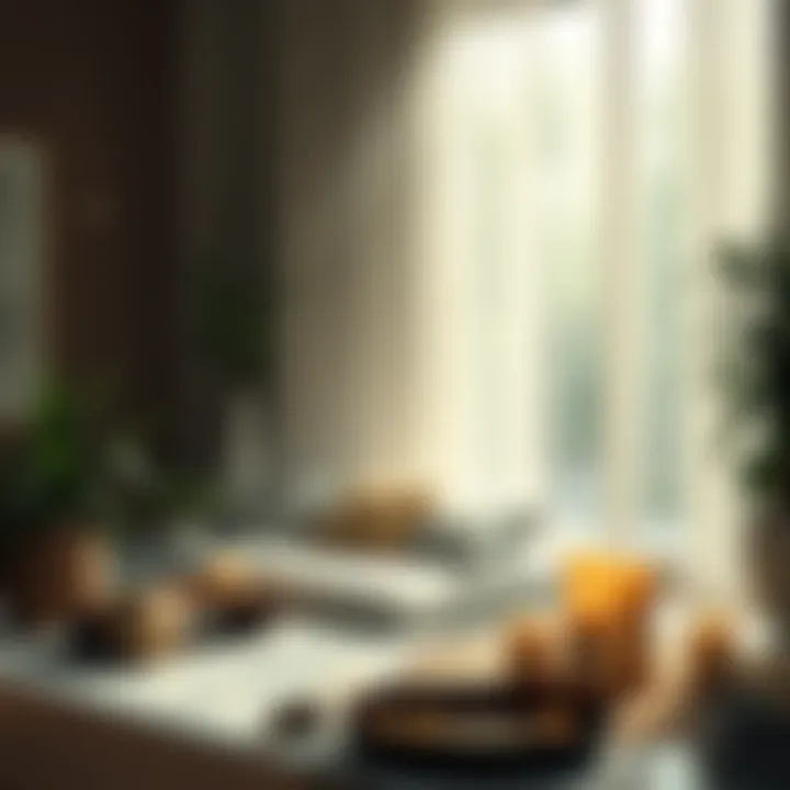 Cleansing Space Ritual A serene environment with light filling a room, candles, and plants, symbolizing positive energy and purification.