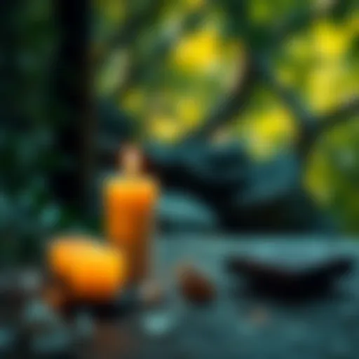A serene scene showing candles, crystals, and a calming nature background, symbolizing cleansing and inner peace.