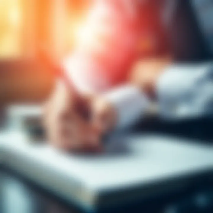 A person writing on a notepad with a pen, focused on clarity and accuracy in their writing process.