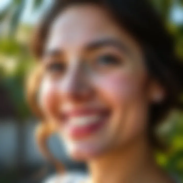 Person with clear skin smiling in natural light, representing transformation from acne to healthy complexion