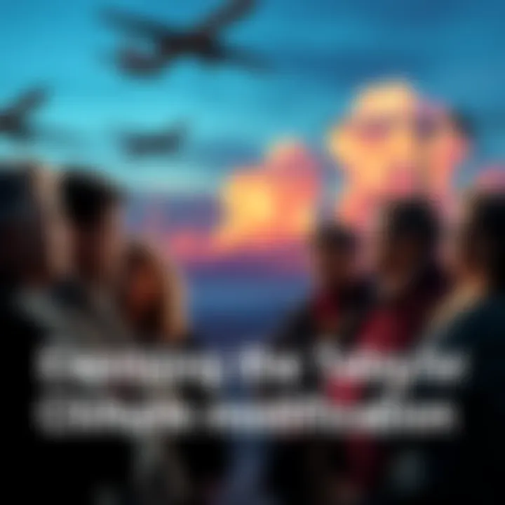 A group of people engaged in a serious conversation about climate modification techniques, with visual elements indicating geoengineering topics like stratospheric aerosol injection in the background.