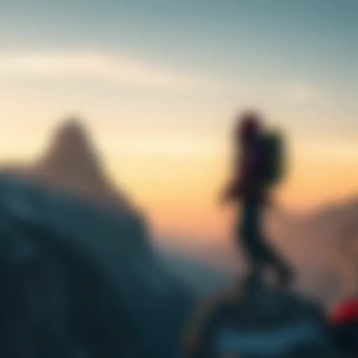 A climber in a rugged mountain landscape looking up with a sense of support, suggesting an invisible presence alongside them during a moment of challenge.