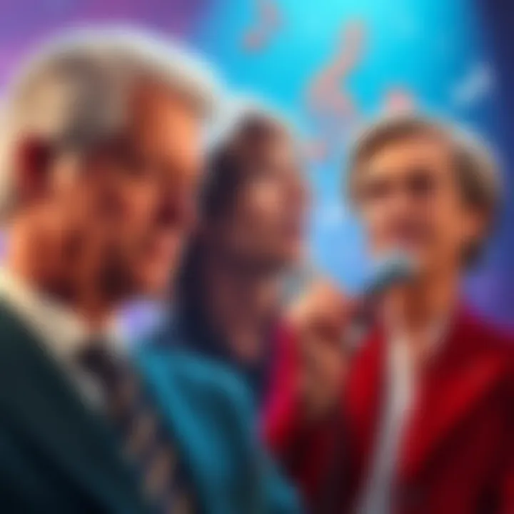 Animated scene showing Bill Clinton, Mick Jagger, and Jeffrey Epstein with music notes in the background, illustrating their controversial ties through photos.