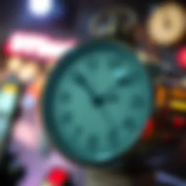 Clock with blurred background A clock with hands spinning quickly, representing the concept of time moving faster against a blurry backdrop, implying distraction from reality.