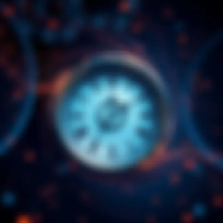 A clock surrounded by swirling stars, symbolizing the concept of time and the universe's changes