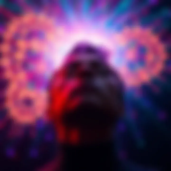 A person with closed eyes experiencing colorful visual patterns, representing the connection between closed eye hallucinations and lucid dreaming.