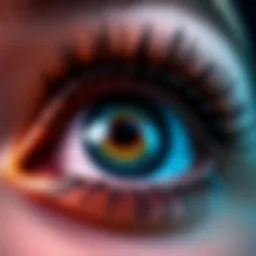 A close-up of an eye, showcasing detailed features with a blurred backdrop that emphasizes the eyeball photography trend.