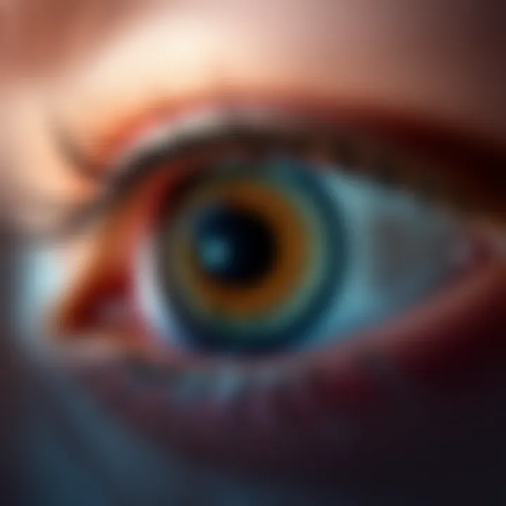 A detailed look at a person's pupil revealing unique features and colors