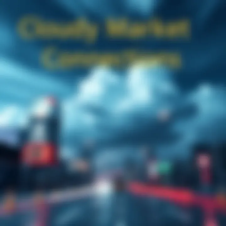 Visual representation of stock market trends linked to cloudy weather, illustrating unexpected correlations and financial analysis