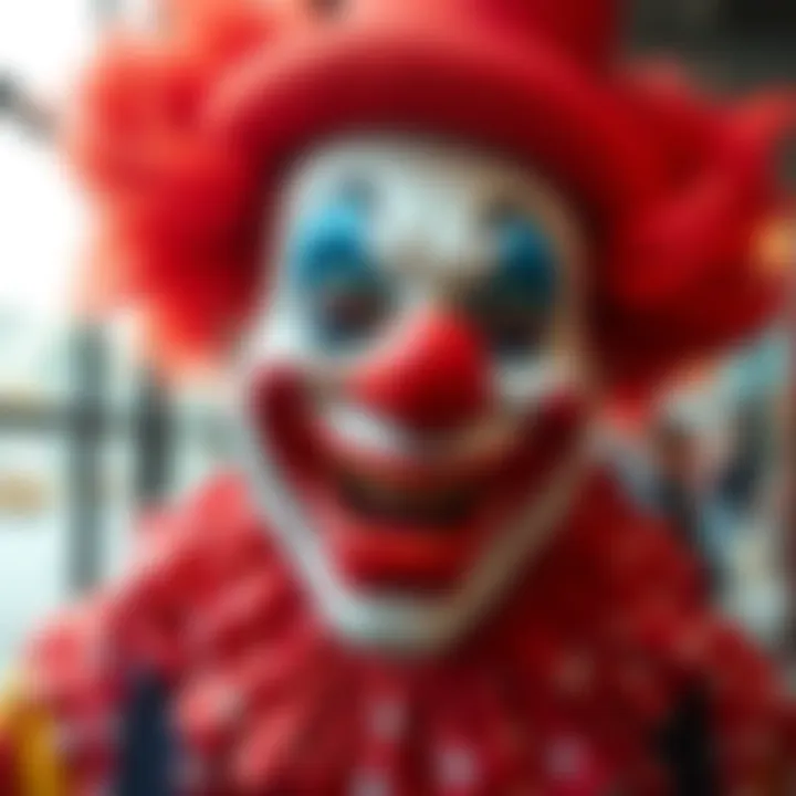 A cheerful clown wearing colorful makeup and a big red nose, spreading joy and laughter in a joyful atmosphere.