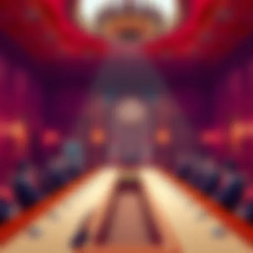 A meeting room with a grand table, where members of COGMNA discuss the blockade against the Grand Lodge of Lebanon.