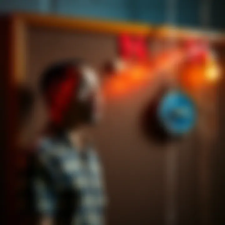 A person looking surprised while connecting two unrelated events on a corkboard with string.