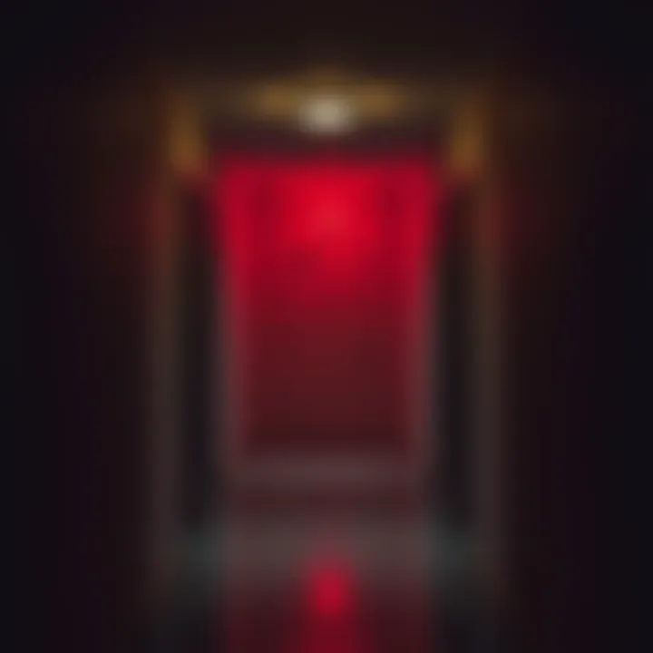 A dimly lit college apartment hallway featuring an empty neighbor's unit with a flashing fire alarm light, creating an eerie atmosphere.