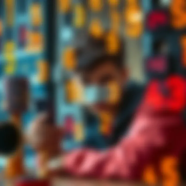 A college student observing the number patterns related to their birthday, surrounded by various objects displaying the numbers, reflecting on coincidences.
