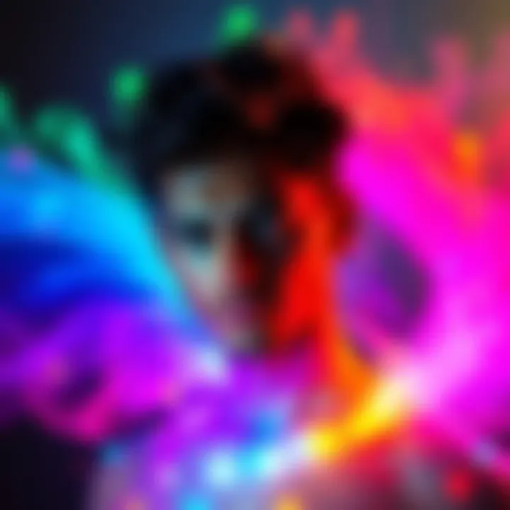 Colorful aura around a person A person surrounded by a vibrant aura with colors blending together, symbolizing their energy and personality.