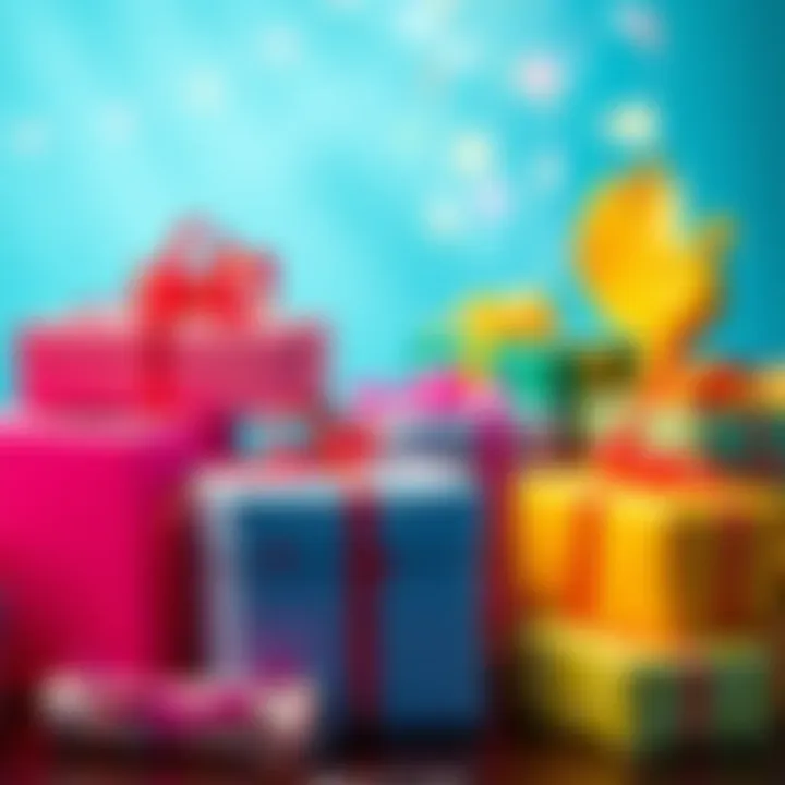 A selection of unique birthday gifts wrapped in colorful paper for an Aquarius girlfriend