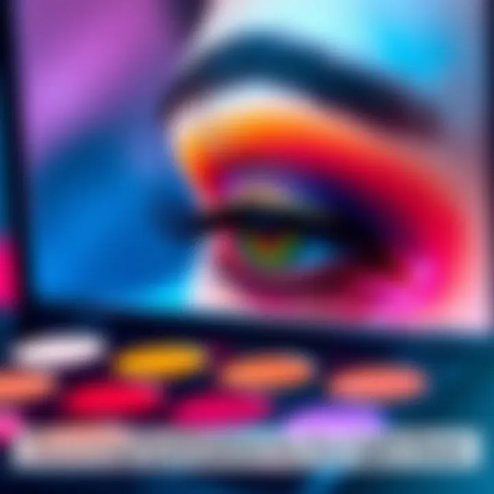 A vibrant eyeshadow palette displaying various bold and subtle colors.