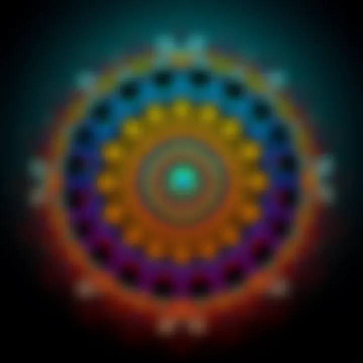 Colorful Mandala Design A vibrant mandala pattern featuring intricate shapes and colors, symbolizing self-expression and personal growth.