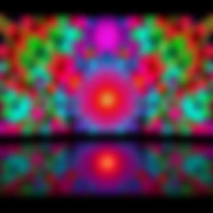 A vivid display of colorful 3D fractals experienced during meditation sessions