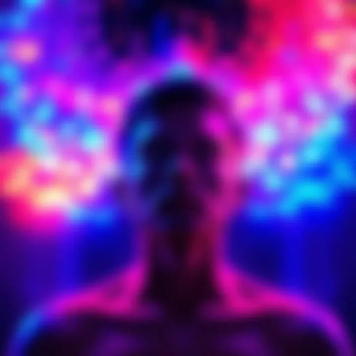 A visual representation of different colored auras surrounding a person, illustrating vibrational energy and spirituality.