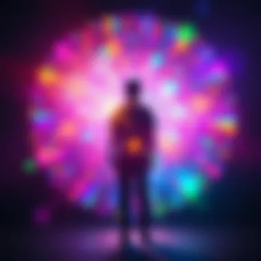 A person standing with colorful halos around them, representing the concept of auras and energy perception.