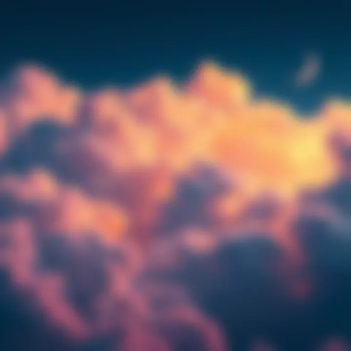 A collection of colorful clouds symbolizing vivid dreams, with hints of a moon and stars in the background, representing night and sleep.