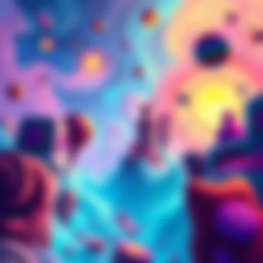 A vibrant dream world filled with swirling colors and playful shapes, inviting players to explore and interact.