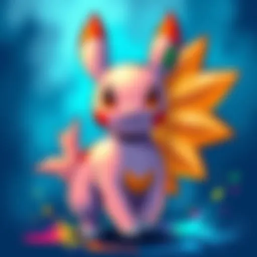A vibrant drawing inspired by a first-generation Pokémon, showcasing its distinct colors and shapes.