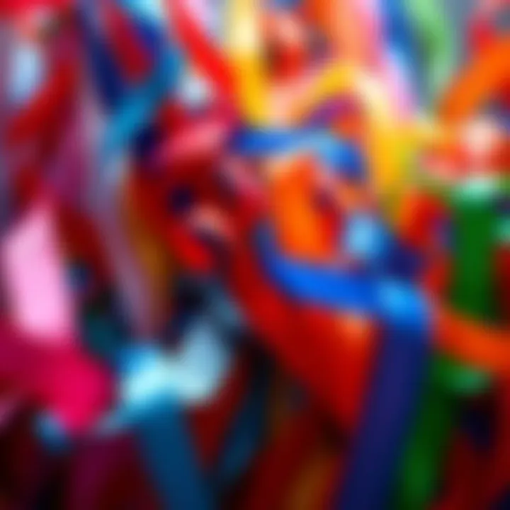 Various colorful ribbons used in Imbolc celebrations, symbolizing renewal and light.